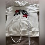 Red Star Custom Graphic Hoodie Pullover Sweatshirt Unisex Adult Sz S GUC White Photo 5
