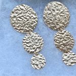 Anthropologie Hammered Gold Filled Oval 3 Disc Post Back Drop Statement Earrings Photo 1