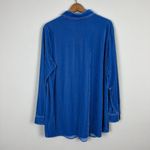 Soft Surroundings Shirt Womens L Blue Velvet Velour Boyfriend Button Front Tunic Photo 7