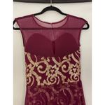 Elegant Burgundy Mesh Gown Gold Sequins Embellished Illusion Bodice Purple Photo 8