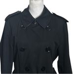 Burberry  Brit Trench Coat Women’s Small Black Belted Double Breasted Classic Photo 2