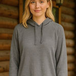 Old Navy NEW  Grey Waffle Knit Hooded Sweater Holiday Cabincore Cozy Unisex M Photo 0