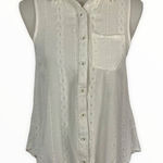 Taylor & Sage Taylor &‎ Sage White Sleeveless Eyelet Button Down Blouse Boho Chic M Photo 0