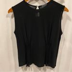 Cute Black flowy lightweight pin tucked sleeveless top Nude pull on jersey feel Size M Photo 4