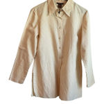 Barami Linen Cotton Women Top L Yellow Button Up Coastal Chic Office Travel Yellow Size L Photo 0