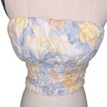 Abercrombie & Fitch Floral Strapless Smocked Crop Top Tube Top Linen Blend Photo 1