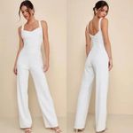 Lulus Love Aglow White Pearl Beaded Sleeveless Straight Leg Jumpsuit Size XL Photo 1