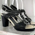 Henry Beguelin Black Leather Beaded Boho Sandals Size 38.5 Photo 0