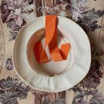 50s 60s vintage Elegant White Floral Hat with Orange Band Photo 1