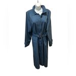 VTG L.L. Bean Traveler Belted Rain Trench Coat Dusty Blue Sz M Pockets Mid Calf Size M Photo 1