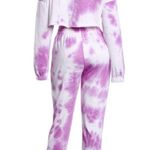 Tic Toc  Cropped Crewneck Tie Dye Sweatshirt Purple White Size Large NWT Photo 1