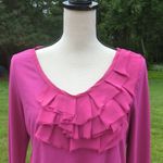 Elle NWT  Pima Cotton Longsleeve Shirt with Pleated Neckline Photo 1