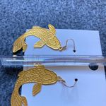 Gold Koi Fish Drop Earrings – Lightweight Metal, Laser Photo 3