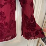 Vintage y2k velvet burnout whimsigoth rose deep red vneck blouse Size 1X Photo 3