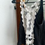 Audrey  Dark Gray and White Crochet Tank Top Photo 1