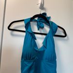 Jaclyn Smith Jacyln Smith Turqoise Ruffle One Piece Swimsuit Halter Neck Skirt Swingback 8‎ Photo 1