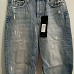 EDWIN Women's CAI Shorts Slayer Blue 26" Bermuda Distressed Denim Jean Short NWT Photo 0