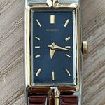 Seiko  Luxury Ladies Watch Blue Rectangular Dial Two-Tone Bracelet Cocktail Photo 0