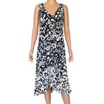 Boden Elisa Navy & White Floral Ruffle Hem Jersey Dress Blue Size 8 Photo 1