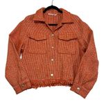 Ellison  Orange Houndstooth Tweed Fringe Hem Jacket Medium Shacket‎ Photo 1