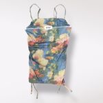 Urban Outfitters Tasmin Mesh Rouched Cropped Cami Size XS Blue Floral Photo 3