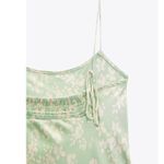 ZARA NWT  Light Mint Green Floral Sateen Spaghetti Strap Maxi Dress Photo 7
