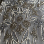 Papell Boutique  Beaded Elegant Gray Silk Jacket Photo 4