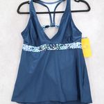 Champion Blue Dot Racerback Padded Halter Fade Resistant Tankini Top L Large Photo 0