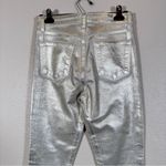J Brand  Gold Messaline Coated Skinny Jeans Womens 26 Holiday Sparkle Denim Photo 8