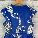 La Peteau Floral Ruffle Bow Cutout Midi Dress 6 Blue Photo 10