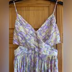 ASTR šø the Label Pleated Twist Bust Cutout Midi Dress Purple&Yellow Floral Print Photo 8