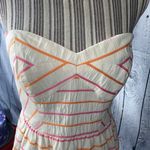 Shoshanna  Cream & Pink Strapless Striped Mini Dress size 6 Sweetheart Neckline Photo 6