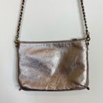 Elliot Lucca Messina silver metallic pewter leather 3 zip crossbody bag purse Photo 4