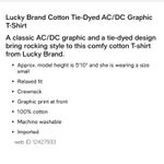 Lucky Brand NWT  T-Shirt AC/DC Tie-Dye “Highway To Hell” Band Graphic Cotton M Photo 3