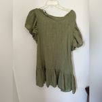 ZARA green short sleeve ruffled mini dress size M 5598/031/500/M 65% cotton Photo 7