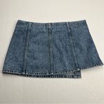 RE/DONE  Acid Blue‎ Wrap Mini Skirt Womens Size 27 Button Denim Jean Pocket NEW Photo 11
