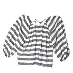 Who What Wear  linen blend‎ Striped Black and ivory blouson Top Medium coastal Photo 1