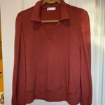 89th & MADISON BRAND DEEP DARK MAUVE COLOR TOP V NECK POP OVER LS TOP SIZE L Pink Size L Photo 1