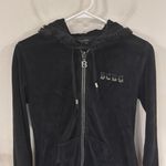 BCBGMAXAZRIA Velour Black Zip Hoodie spell out logo crystal bling Y2K size S Photo 2