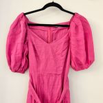 & Other Stories & Other Stories Linen Puff Sleeve Midi Dress in Magenta Pink Size 2 Photo 3