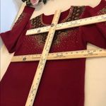 Gorgeous Woman Sweater Dress Embroidered Red Tunic Top Size Medium Long Sleeve Photo 8