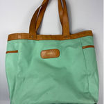 Vintage Tote Bag Leather Trimmed Accents Travel Purse Green Photo 0