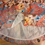 Fate Boho Floral Blouse Large | Sheer Button Down Festival Top Orange Photo 3