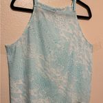 Pretty Light Blue Patterned Summer Tank Top | Shirt Size XL Photo 2