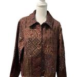 Coldwater Creek Vintage Tapestry Jacquard Collared Button Shirt Jacket PXL Photo 0