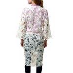 AMBER SKIES Elegant White Lace Kimono Tropical Leaf Design Resort Sz m Size M Photo 5