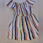 J for Justify , Woman off the Shoulder Dress, Size 3X strips colorful Rayon Photo 2