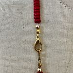 Red white faux pearl gold tone heart beaded necklace Photo 7