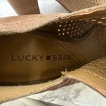 Lucky Brand  Livey Tan Leather Peep Toe Laser Cutout Heeled Booties Shoes 5.5 Photo 7