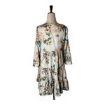 ZARA  Dress Women XS Ivory Ecru Floral‎ Print Long Sleeve Babydoll Mini Boho Photo 2